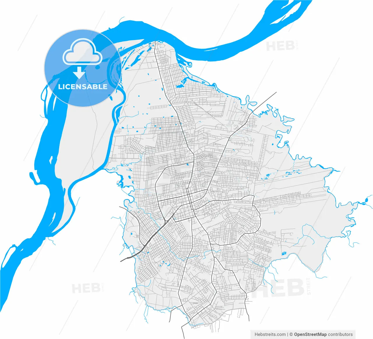 Limpio, Paraguay, high resolution vector map - Instant download PDF and JPG