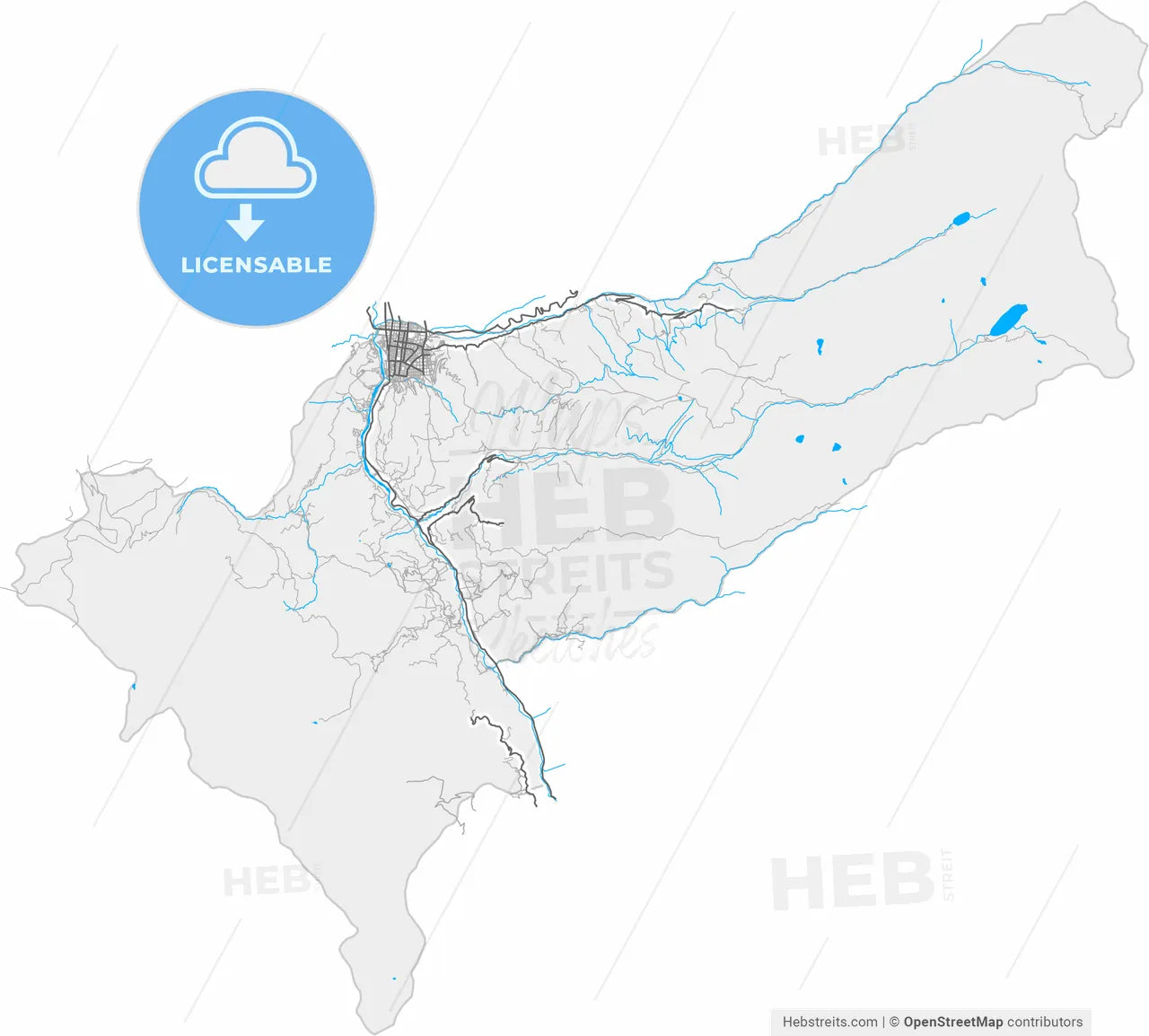 Huaraz, Peru, high resolution vector map - Instant download PDF and JPG