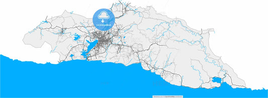 Santiago de Cuba, Santiago de Cuba, Cuba, high resolution vector map - Instant download PDF and JPG