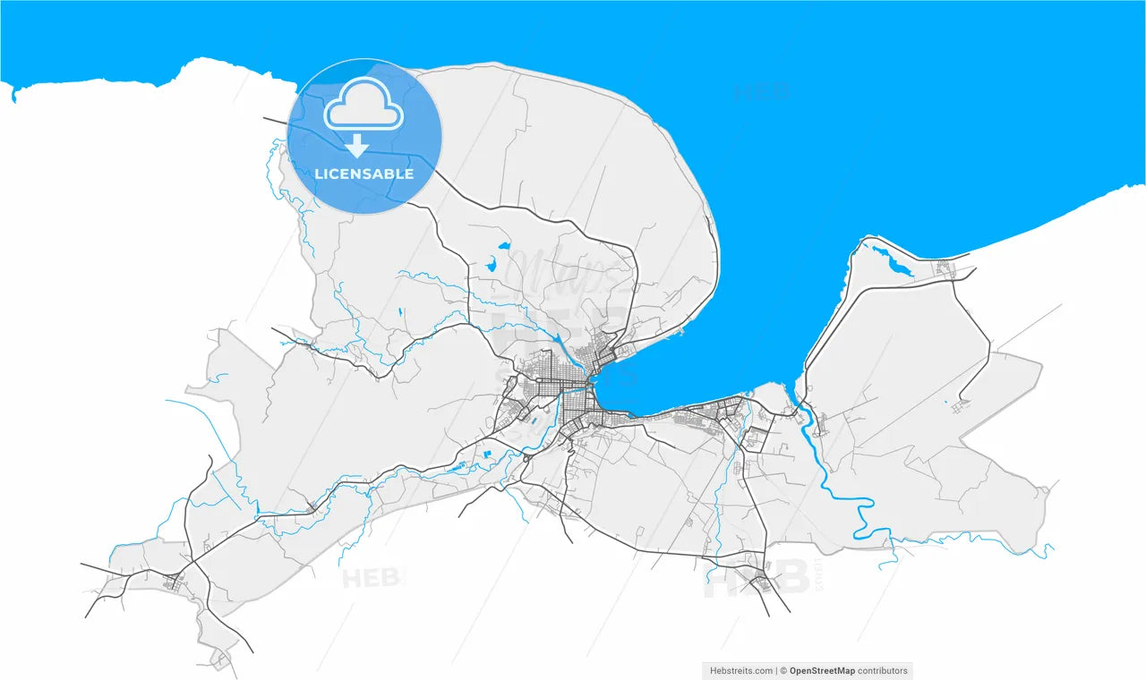 Matanzas, Matanzas, Cuba, high resolution vector map - Instant download PDF and JPG