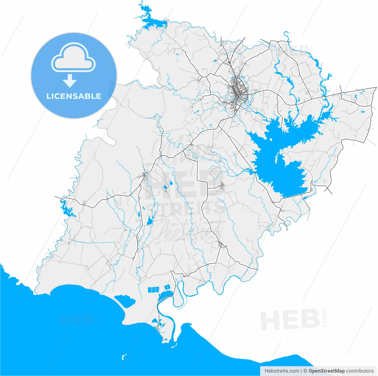 Sancti Spíritus, Sancti Spíritus, Cuba, high resolution vector map - Instant download PDF and JPG
