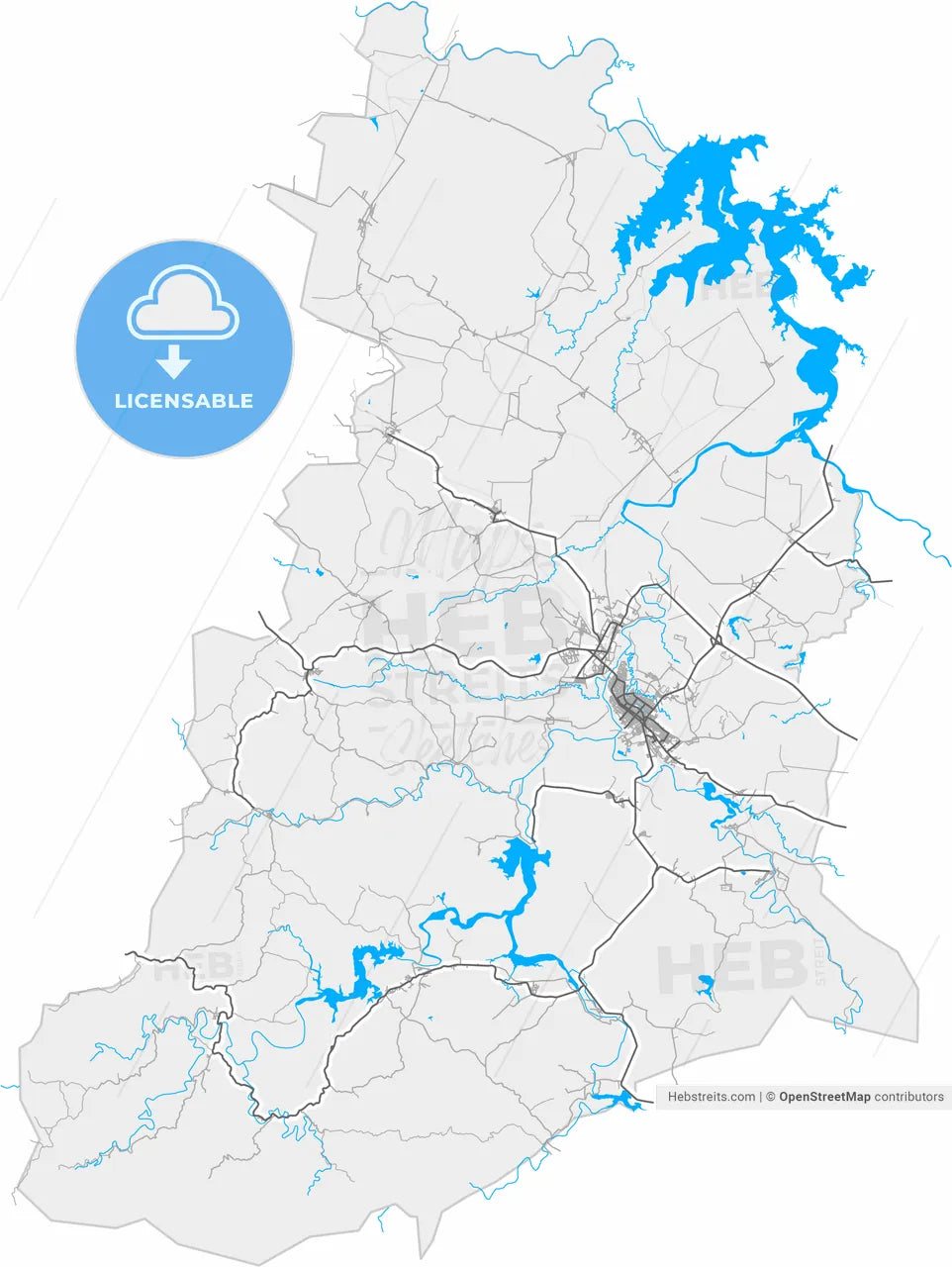 Palma Soriano, Santiago de Cuba, Cuba, high resolution vector map - Instant download PDF and JPG