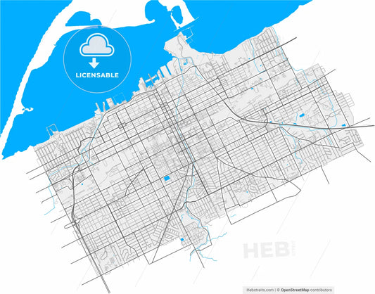 Erie, Pennsylvania, United States, high resolution vector map - Instant download PDF and JPG