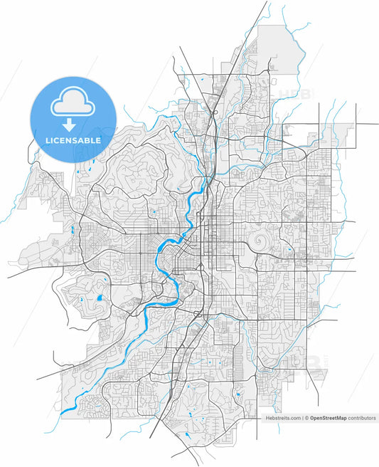 Bend, Oregon, United States, high resolution vector map - Instant download PDF and JPG