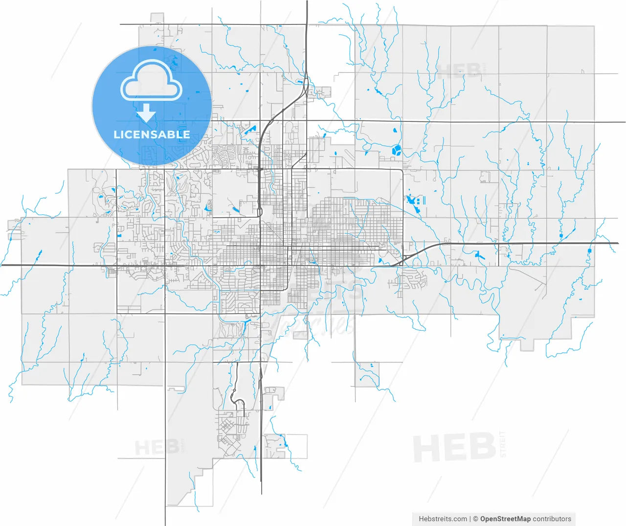 Enid, Oklahoma, United States, high resolution vector map - Instant download PDF and JPG