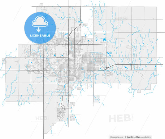 Enid, Oklahoma, United States, high resolution vector map - Instant download PDF and JPG