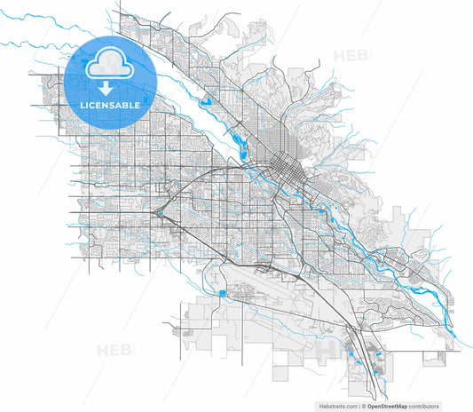 Boise, Idaho, United States, high resolution vector map - Instant download PDF and JPG