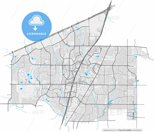Allen, Texas, United States, high resolution vector map - Instant download PDF and JPG