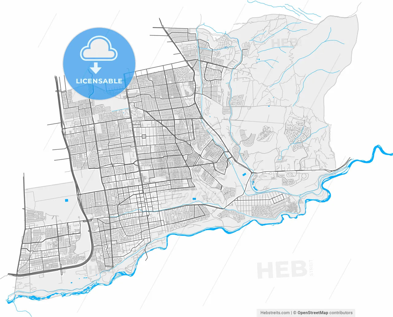 Puente Alto, Chile, high resolution vector map - Instant download PDF and JPG