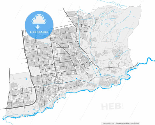 Puente Alto, Chile, high resolution vector map - Instant download PDF and JPG