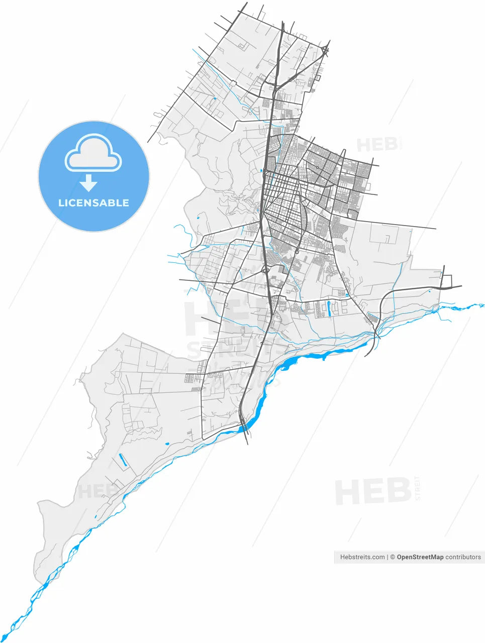 San Bernardo, Chile, high resolution vector map - Instant download PDF and JPG