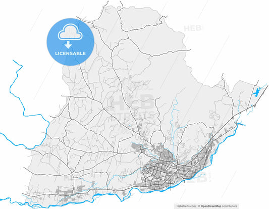Temuco, Chile, high resolution vector map - Instant download PDF and JPG