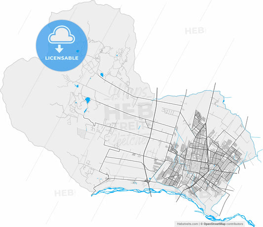 Rancagua, Chile, high resolution vector map - Instant download PDF and JPG