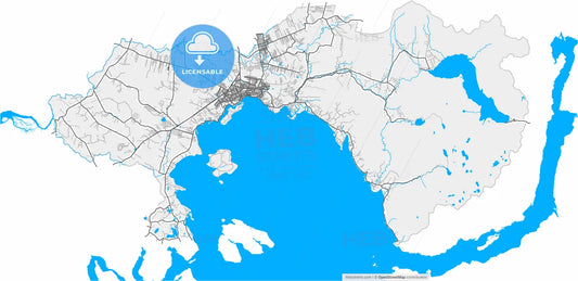 Puerto Montt, Chile, high resolution vector map - Instant download PDF and JPG