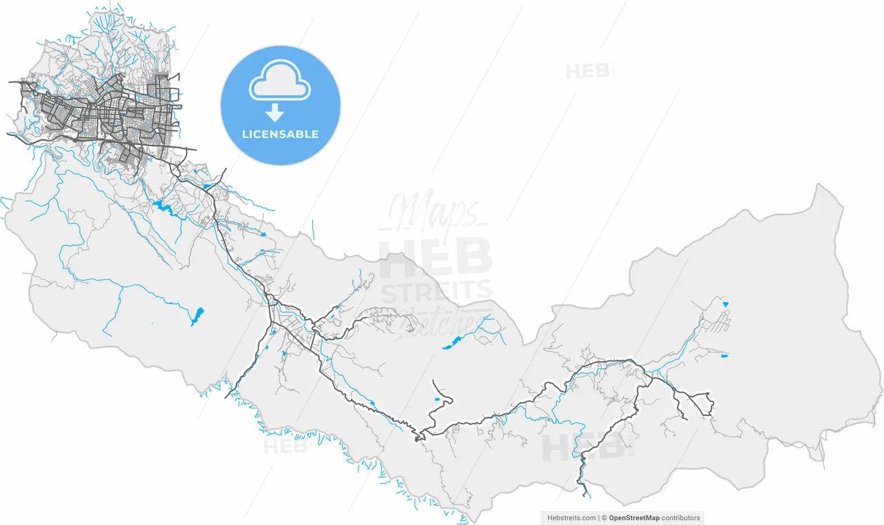 Quilpue, Chile, high resolution vector map - Instant download PDF and JPG