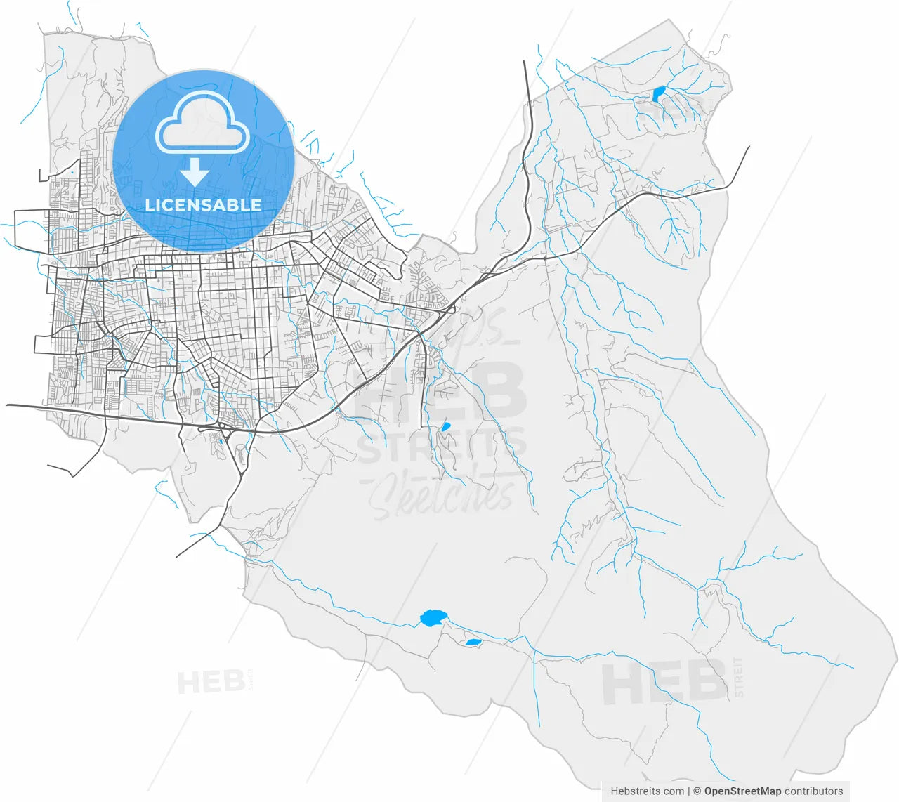 Villa Alemana, Chile, high resolution vector map - Instant download PDF and JPG