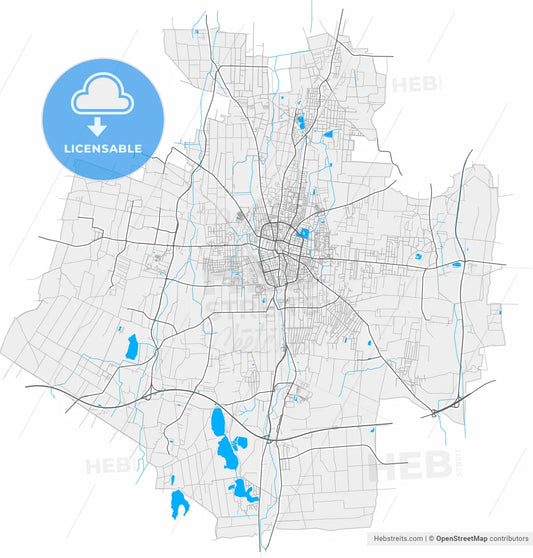 Nyíregyháza, Szabolcs-Szatmár-Bereg, Hungary, high resolution vector map - Instant download PDF and JPG