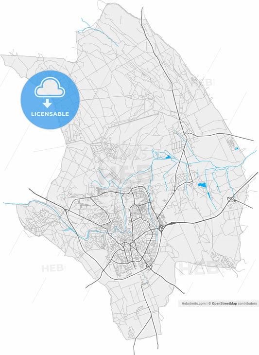 Veszprém, Veszprém, Hungary, high resolution vector map - Instant download PDF and JPG