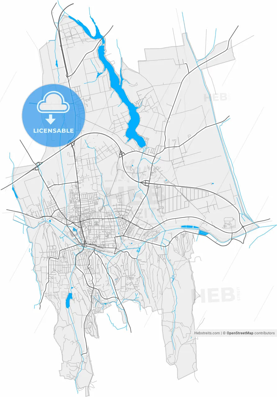 Kaposvár, Somogy, Hungary, high resolution vector map - Instant download PDF and JPG