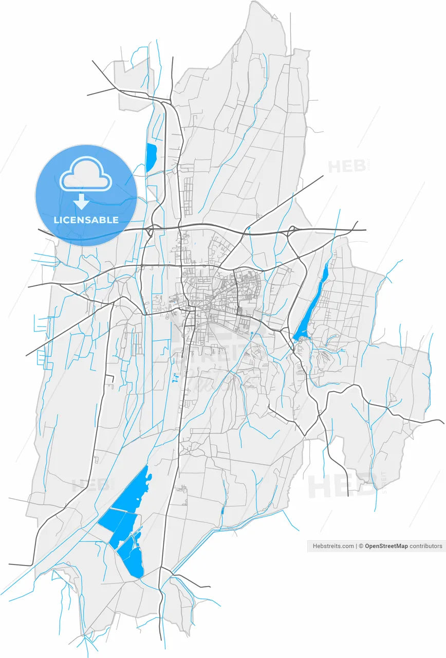 Nagykanizsa, Zala, Hungary, high resolution vector map - Instant download PDF and JPG