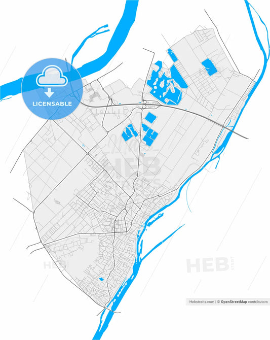 Szigetszentmiklós, Pest, Hungary, high resolution vector map - Instant download PDF and JPG