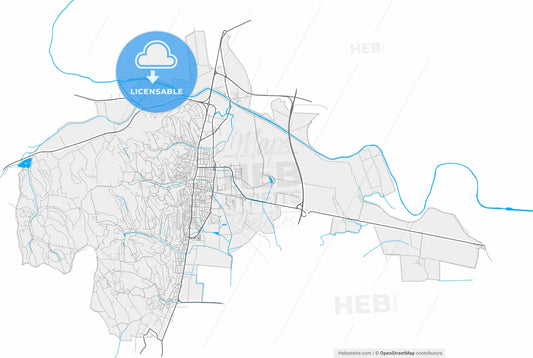 Szekszárd, Tolna, Hungary, high resolution vector map - Instant download PDF and JPG