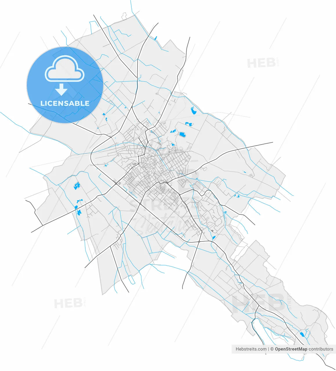 Pápa, Veszprém, Hungary, high resolution vector map - Instant download PDF and JPG