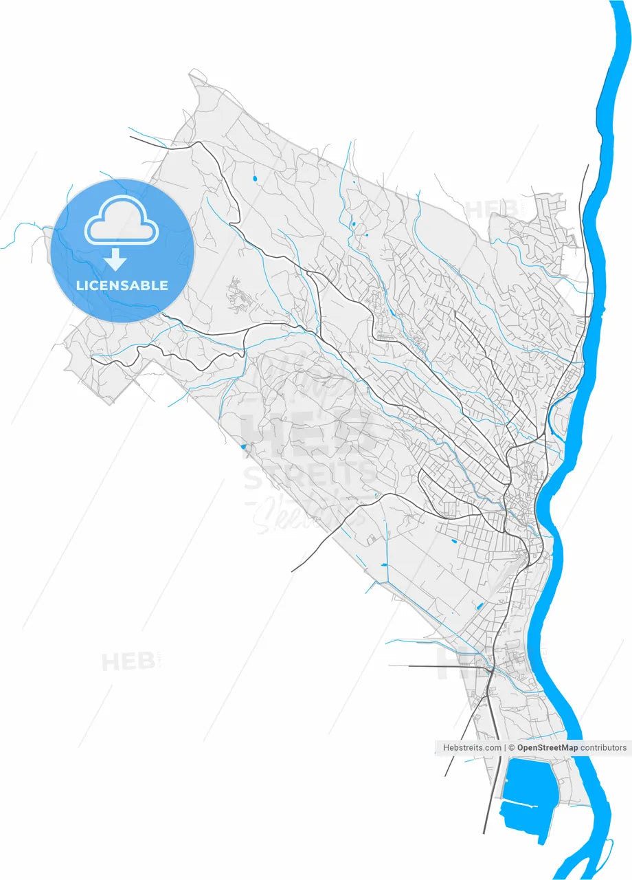 Szentendre, Pest, Hungary, high resolution vector map - Instant download PDF and JPG
