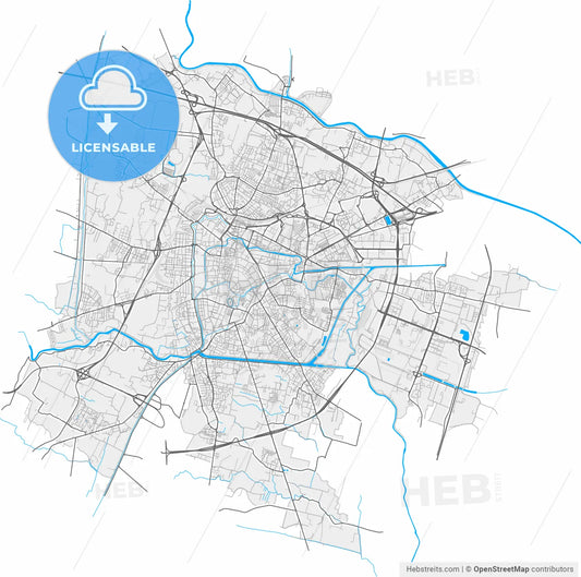 Padua, Veneto, Italy, high resolution vector map - Instant download PDF and JPG