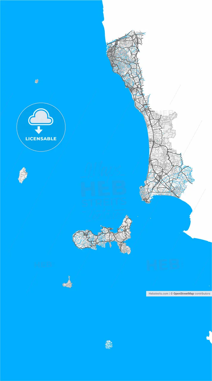 Livorno, Tuscany, Italy, high resolution vector map - Instant download PDF and JPG