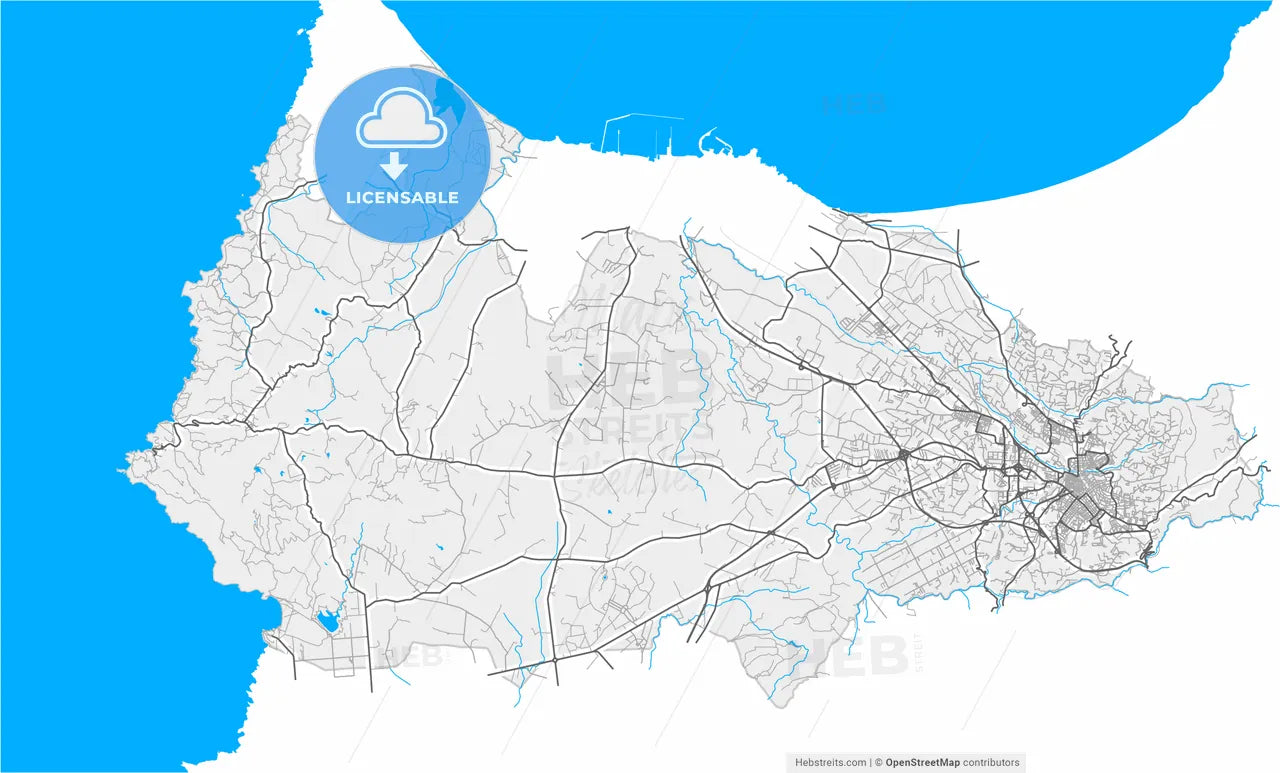Sassari, Sardinia, Italy, high resolution vector map - Instant download PDF and JPG