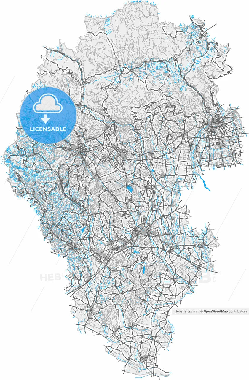 Vicenza, Veneto, Italy, high resolution vector map - Instant download PDF and JPG