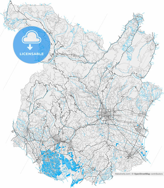 Pistoia, Tuscany, Italy, high resolution vector map - Instant download PDF and JPG