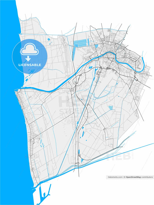 Pisa, Tuscany, Italy, high resolution vector map - Instant download PDF and JPG