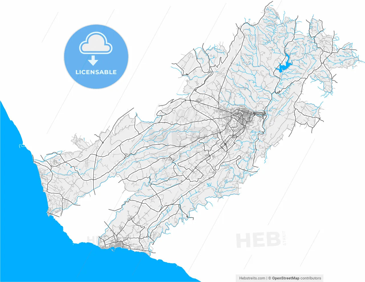 Ragusa, Sicily, Italy, high resolution vector map - Instant download PDF and JPG