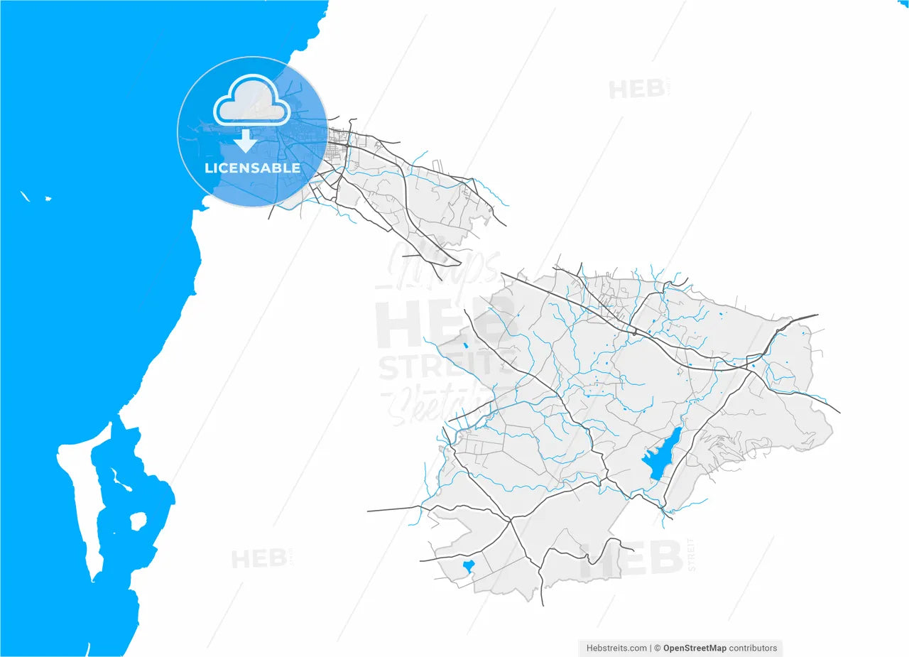 Trapani, Sicily, Italy, high resolution vector map - Instant download PDF and JPG