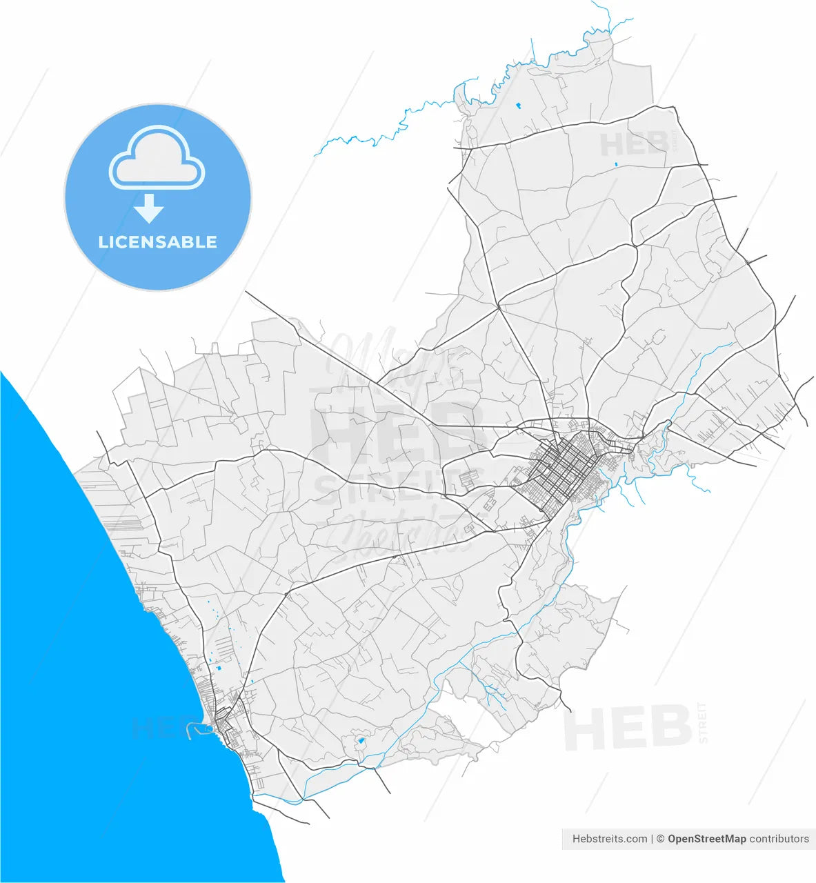 Vittoria, Sicily, Italy, high resolution vector map - Instant download PDF and JPG