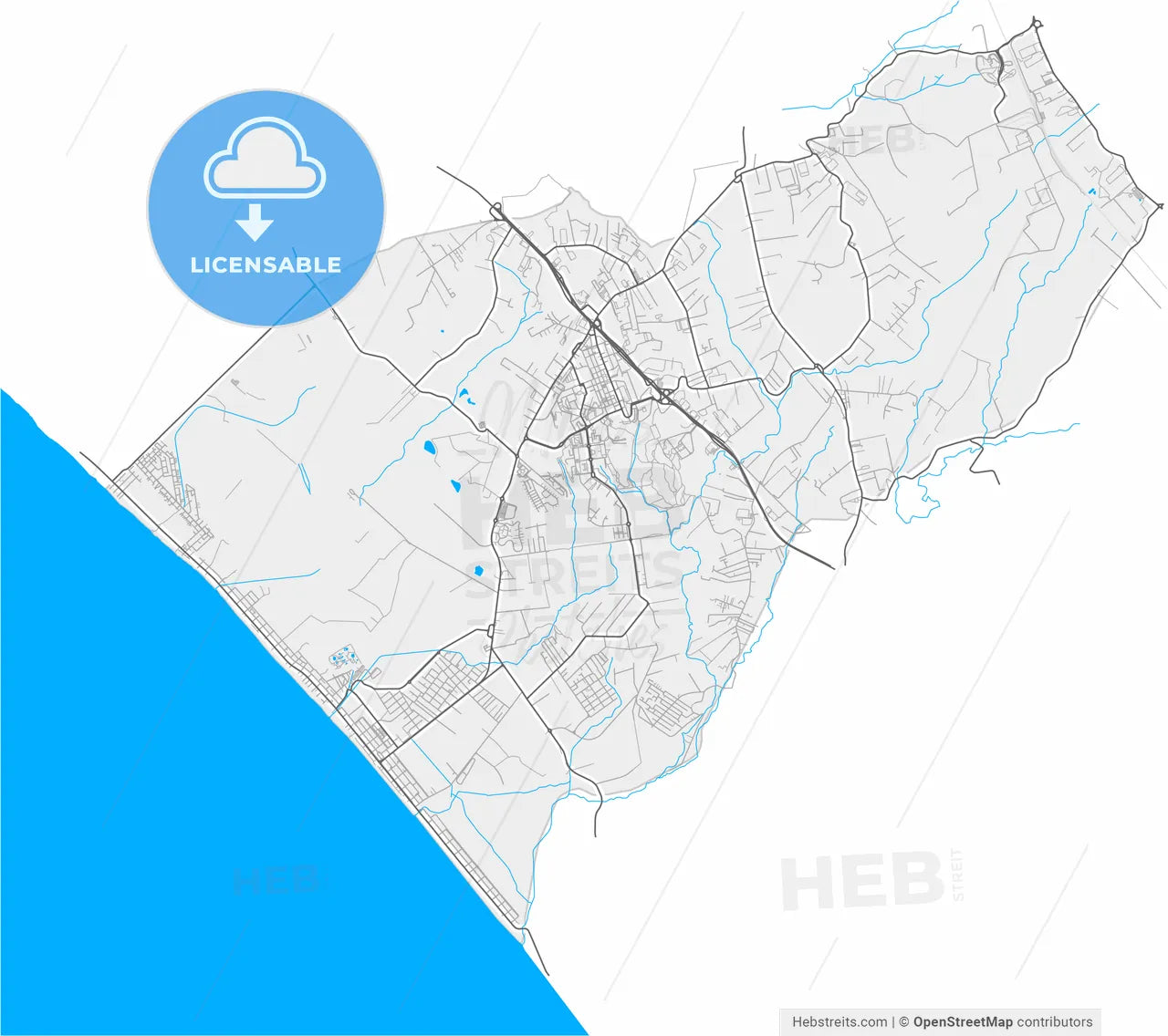 Pomezia, Lazio, Italy, high resolution vector map - Instant download PDF and JPG