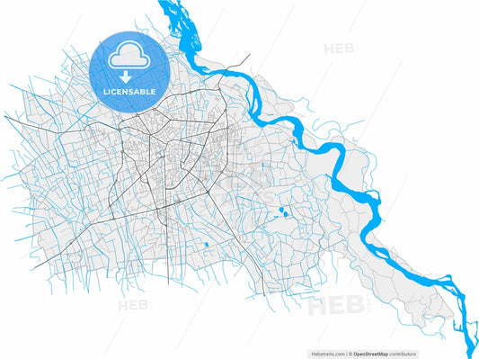 Vigevano, Lombardy, Italy, high resolution vector map - Instant download PDF and JPG