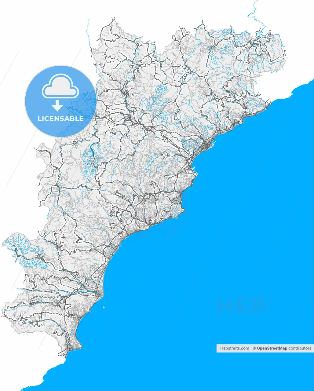 Savona, Liguria, Italy, high resolution vector map - Instant download PDF and JPG