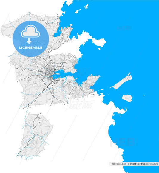 Olbia, Sardinia, Italy, high resolution vector map - Instant download PDF and JPG