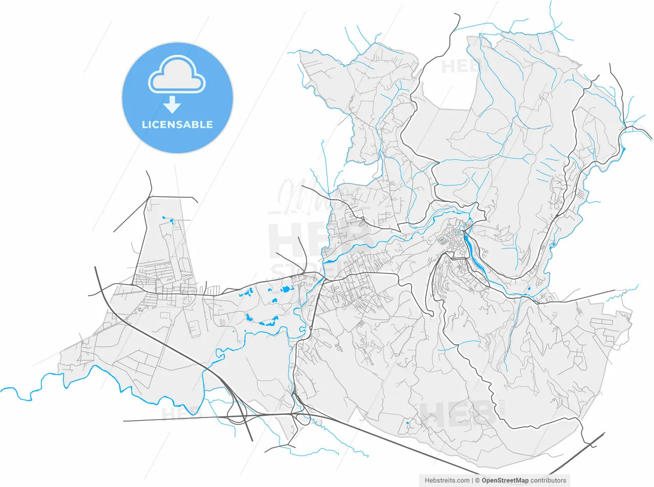 Tivoli, Lazio, Italy, high resolution vector map - Instant download PDF and JPG