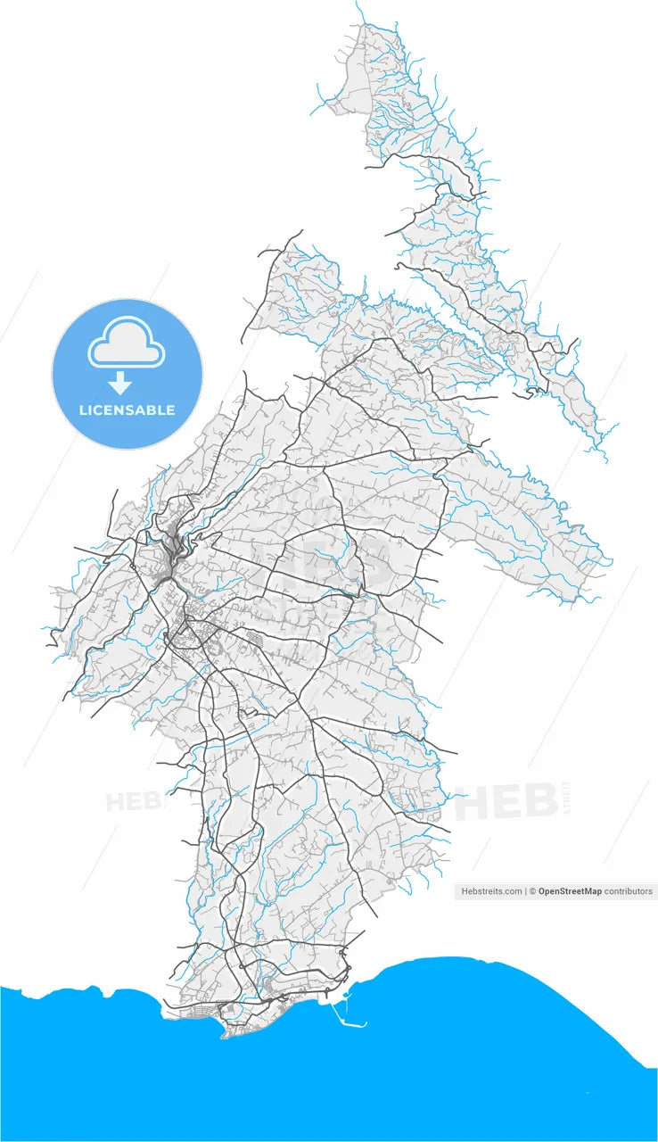 Modica, Sicily, Italy, high resolution vector map - Instant download PDF and JPG
