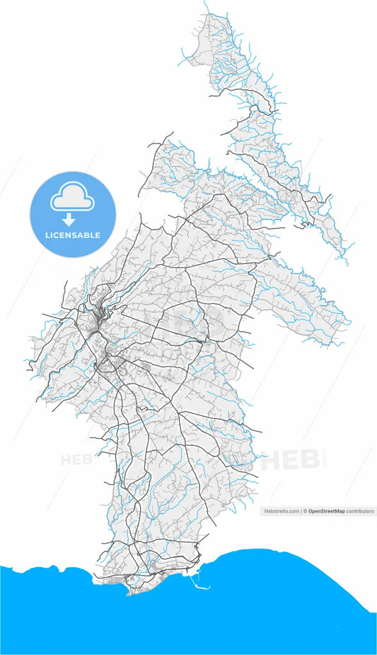 Modica, Sicily, Italy, high resolution vector map - Instant download PDF and JPG