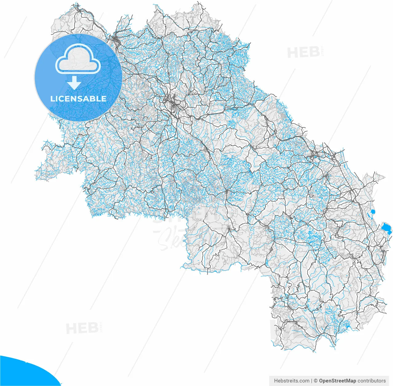 Siena, Tuscany, Italy, high resolution vector map - Instant download PDF and JPG