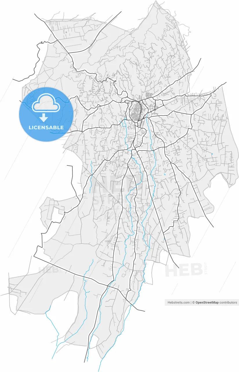 Velletri, Lazio, Italy, high resolution vector map - Instant download PDF and JPG