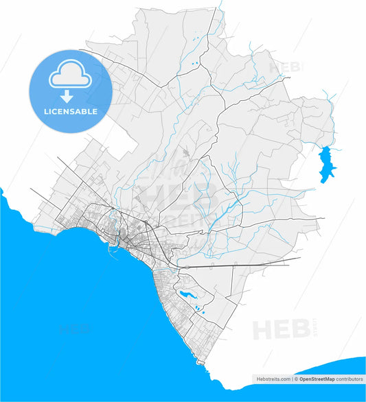 Mazara del Vallo, Sicily, Italy, high resolution vector map - Instant download PDF and JPG