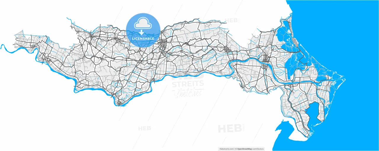 Rovigo, Veneto, Italy, high resolution vector map - Instant download PDF and JPG