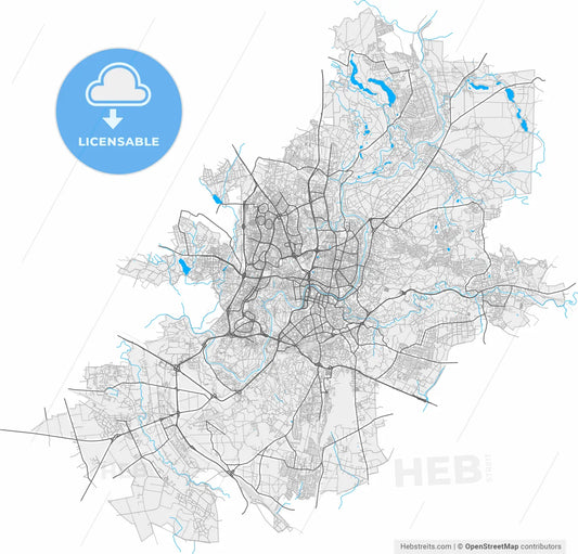 Vilnius, Vilnius County, Lithuania, high resolution vector map - Instant download PDF and JPG