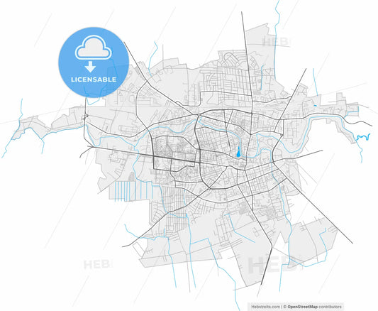 Panevėžys, Panevėžys County, Lithuania, high resolution vector map - Instant download PDF and JPG